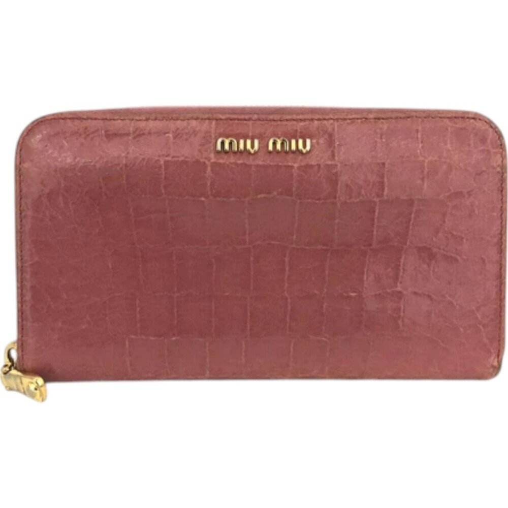(L1) Authentic Miu Miu Wallet Long Embossed Pink … - image 1